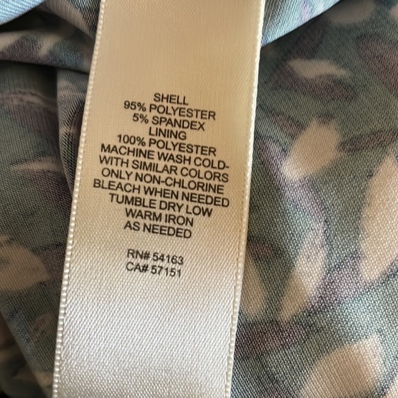 ELIZA J Blue White and Green Faux Wrap Dress Printed 16P - Picture 7 of 7